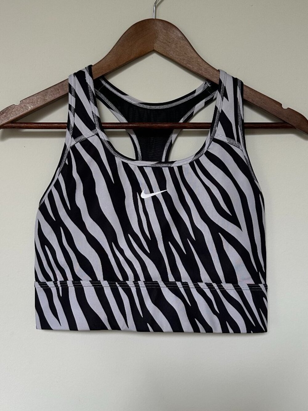 Nike Dri-FIT Zebra Print Unpadded Racerback Sports Bra with Mesh Back Size M